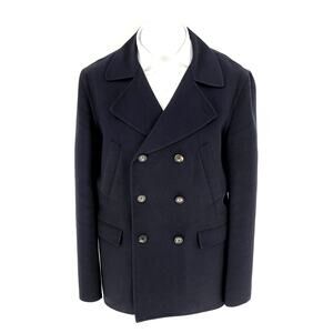 Salvatore Ferragamo Navy Virgin Wool Double-Breasted Peacoat – IT 56 / US 46R